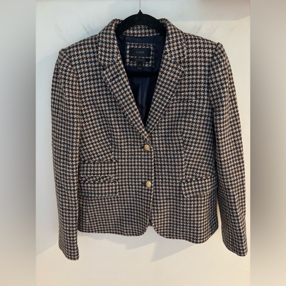 J Crew Schoolboy Houndstooth Blazer 8 Wool Old Money Preppy Equestrian Academia - Picture 3 of 6